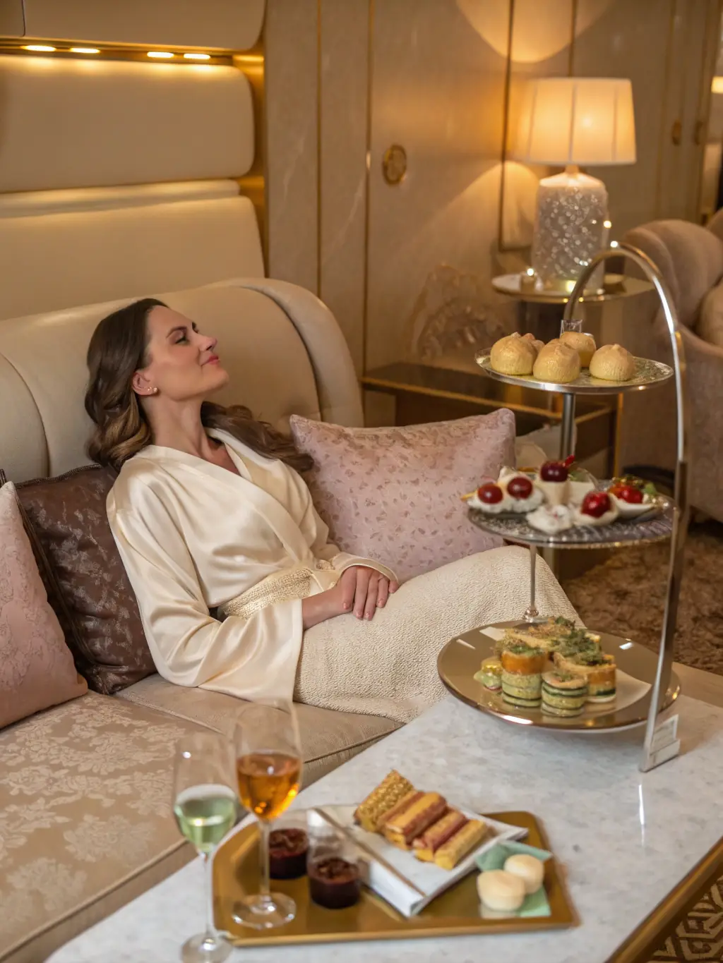 A luxurious VIP lounge with comfortable seating and a well-stocked bar, highlighting the club's exclusive VIP services.
