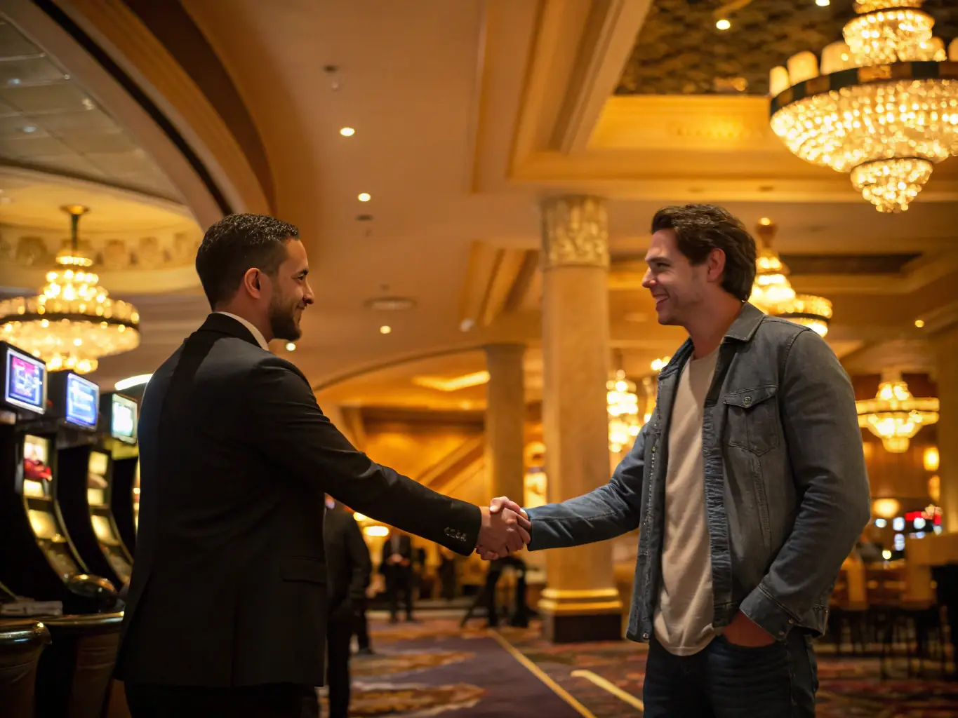 A promotional image showcasing a partnership between Golden Dragon Gaming Club and a high-end establishment in Hanoi, such as a luxury hotel or fine dining restaurant, emphasizing the benefits of the collaboration.